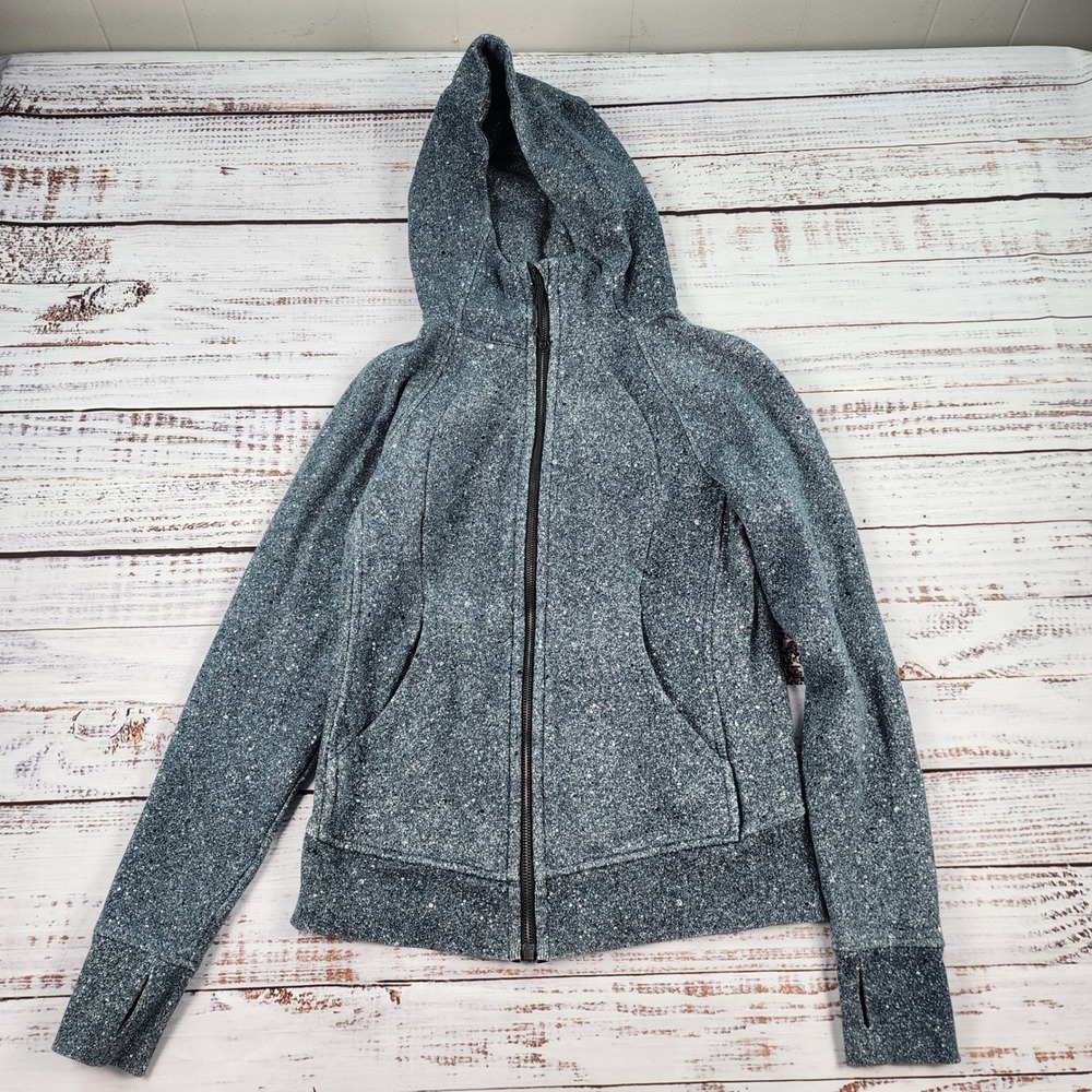 Lululemon Scuba Hoodie IV Womens 6 Speckled Gray White Full Zip LW4AFRS